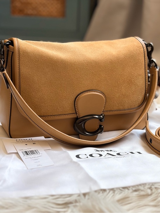 Coach Handbags - Coach Soft Tabby 26 Suede With Leather Shoulder And Crossbody Strap Toffee